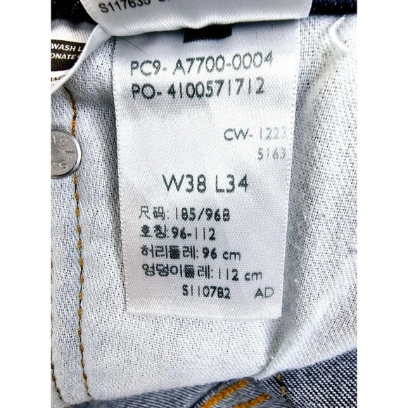 Levis Size 38X32 Men's Straight Blue Denim 5 Pocket Logo Zip Jeans - Picture 6 of 13